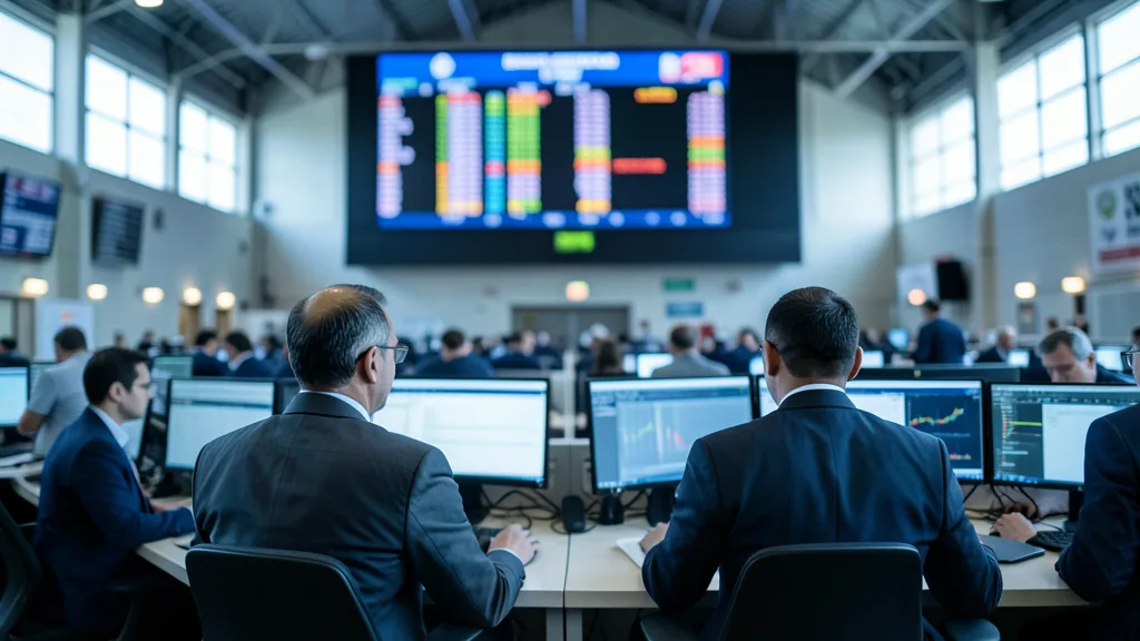 Investidores acompanham o mercado em um pregão da Bolsa de valores.