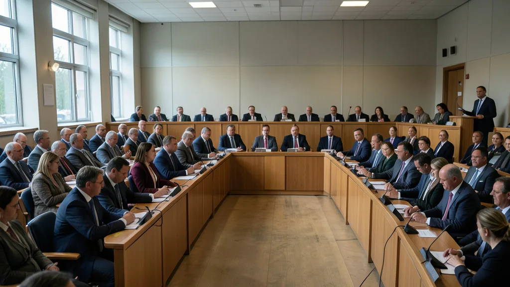 Imagem gerada por IA: Plenário de um parlamento regional alemão durante um debate.