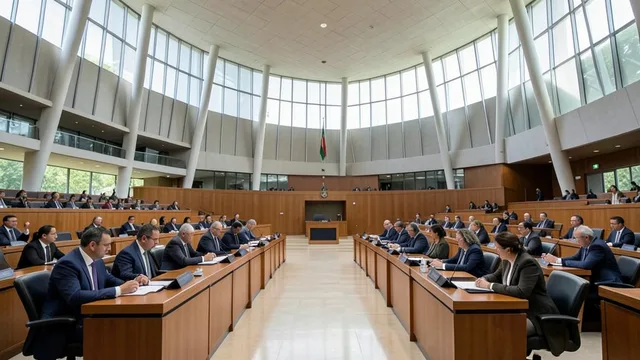 Plenário do Senado durante uma sessão, com parlamentares reunidos em Brasília.