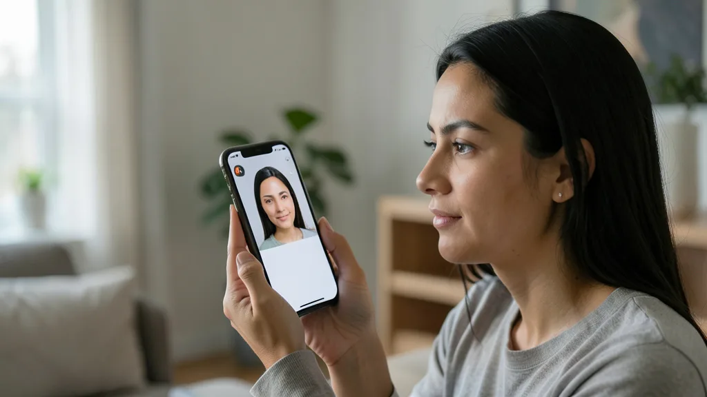 Imagem gerada por IA: Pessoa usa o celular para fazer uma verificação facial.