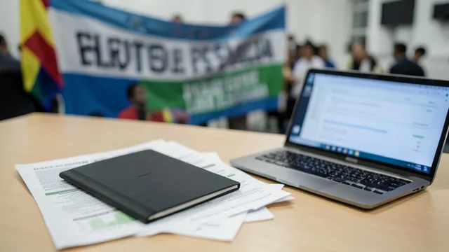 Imagem gerada por IA: Documentos financeiros e um celular sobre uma mesa, em contexto eleitoral.