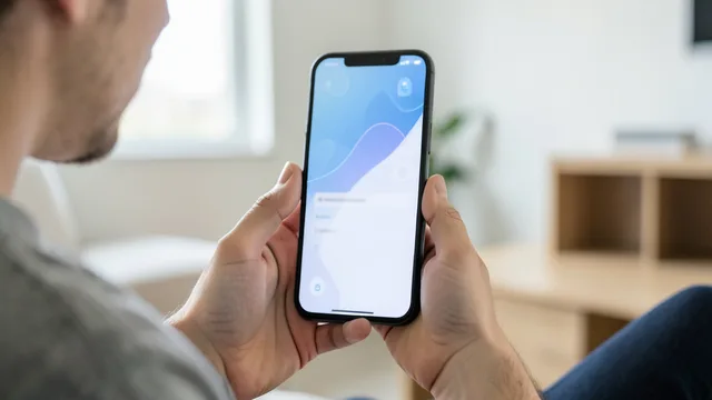 Imagem gerada por IA: Pessoa consulta as configurações de atualização do sistema em um smartphone.