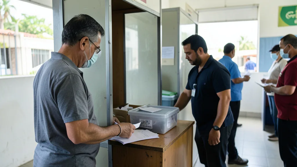 Imagem gerada por IA: Eleitor se prepara para votar em uma seção eleitoral.