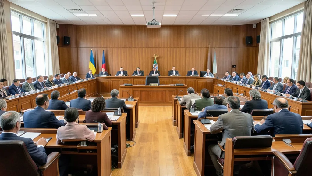 Imagem gerada por IA: Plenário da Assembleia Legislativa do Rio de Janeiro durante uma sessão.