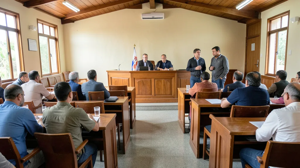 Imagem gerada por IA: Plenário da Assembleia Legislativa do Rio Grande do Sul, com parlamentares conversando.