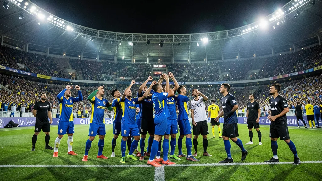 Imagem gerada por IA: Jogadores do Boca Juniors comemoram no Maracanã após vencer o Vasco.