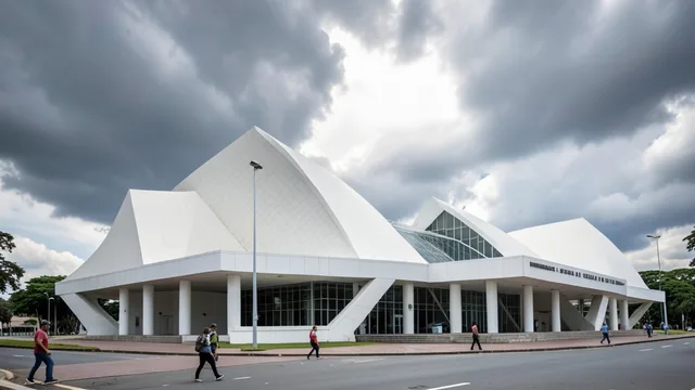 Imagem gerada por IA: Fachada do Supremo Tribunal Federal, em Brasília, sob céu nublado.
