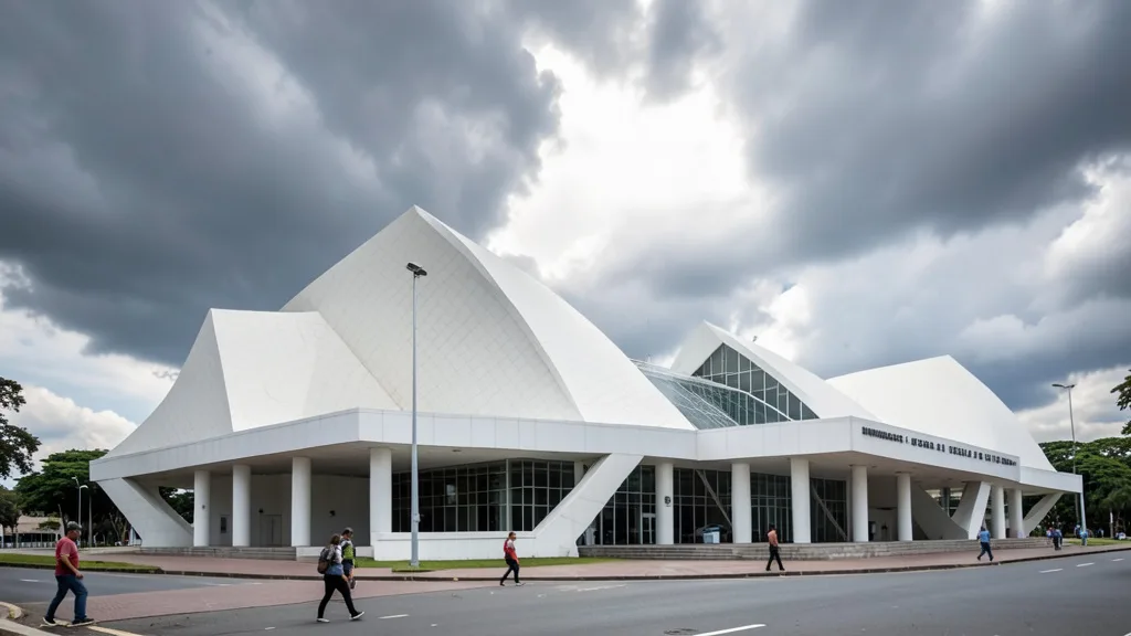 Imagem gerada por IA: Fachada do Supremo Tribunal Federal, em Brasília, sob céu nublado.