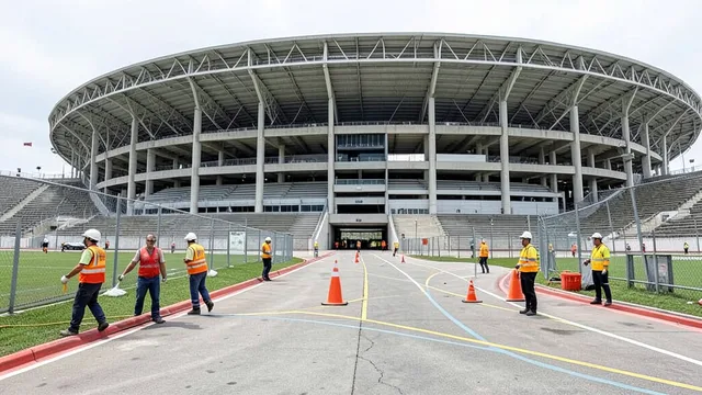 Vista de São Januário durante uma inspeção das áreas de acesso e segurança do estádio.
