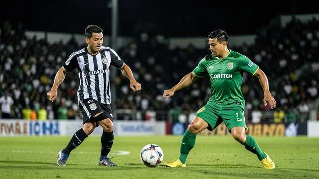 Imagem gerada por IA: Jogadores do Botafogo e do Coritiba disputam a bola em campo durante a partida.