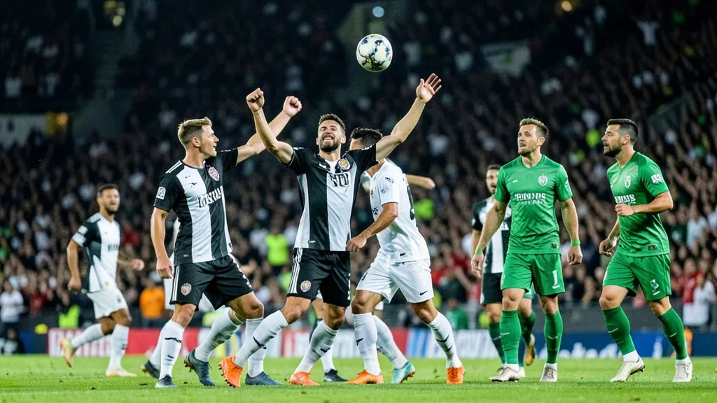 Imagem gerada por IA: Jogadores do Botafogo comemoram um gol em partida contra a Chapecoense.