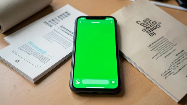 Imagem gerada por IA: Celular com um aplicativo de mensagens aberto sobre uma mesa com materiais de campanha sem identificação.