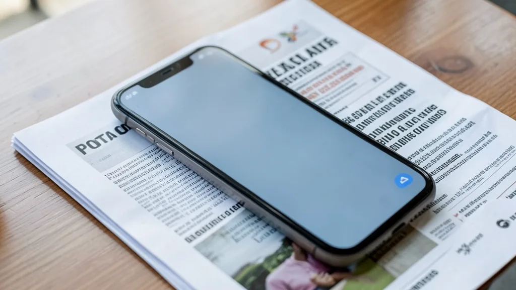 Imagem gerada por IA: Celular recebendo uma ligação ao lado de panfletos eleitorais sem identificação.