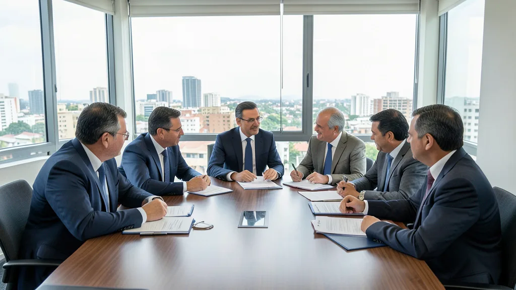 Imagem gerada por IA: Dirigentes e aliados participam de uma reunião de estratégia de campanha em Brasília.