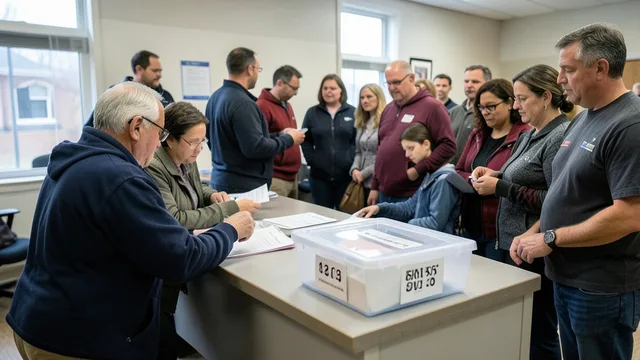 Imagem gerada por IA: Eleitores votam em uma seção eleitoral nos Estados Unidos.