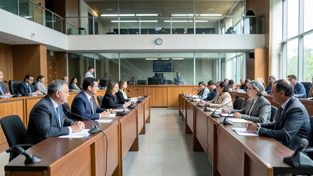 Imagem gerada por IA: Plenário do Senado preparado para uma sessão legislativa.