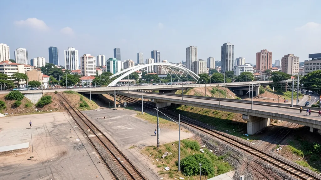 Imagem gerada por IA: Área sob o viaduto Engenheiro Orlando Murgel, onde será implantado o Parque do Moinho, no centro de São Paulo.