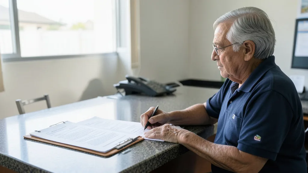Imagem gerada por IA: Pessoa idosa confere documentos em uma agência bancária, representando o recebimento de valores atrasados do INSS.