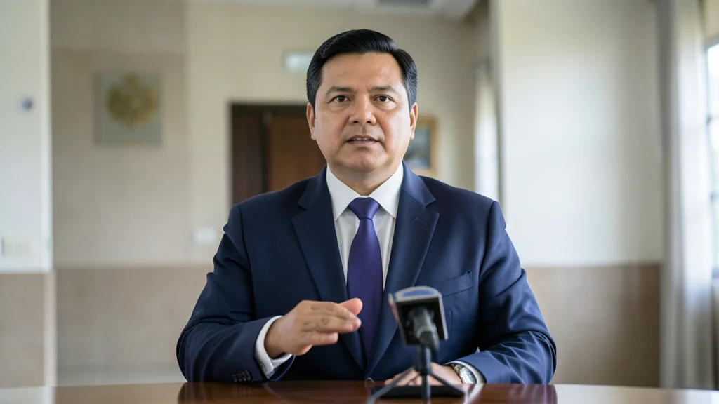 Imagem gerada por IA: Governador eleito de Minas Gerais durante uma coletiva em ambiente institucional.