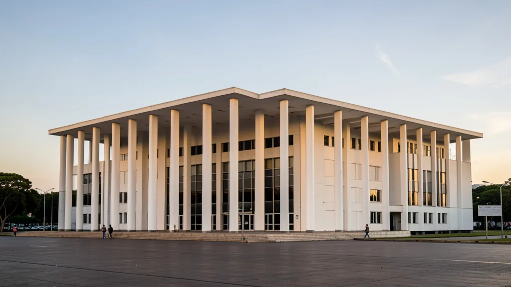Imagem gerada por IA: Prédio do Supremo Tribunal Federal em Brasília, visto no fim da tarde.