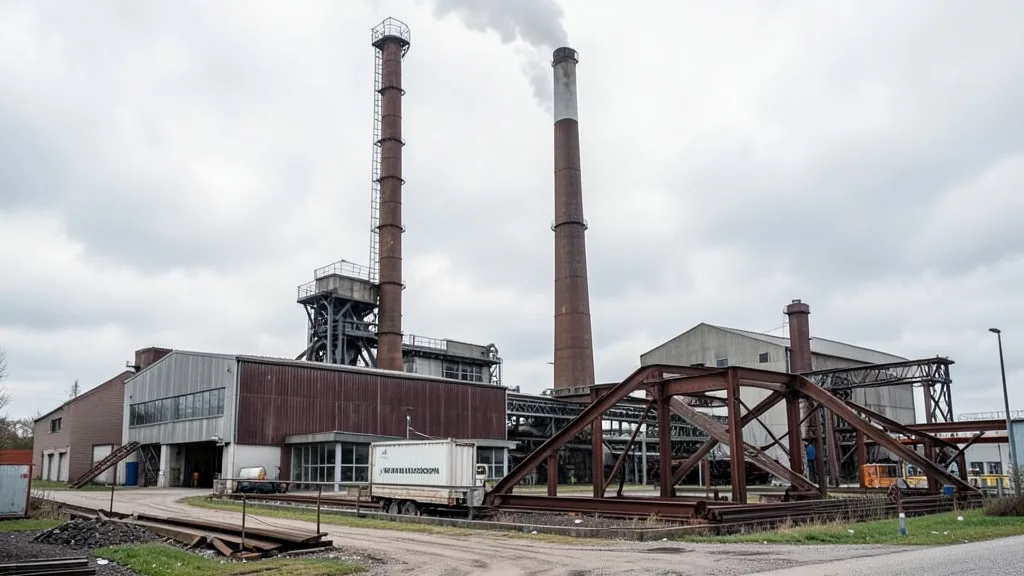 Imagem gerada por IA: Instalações industriais de uma siderúrgica em Unterwellenborn, na Alemanha.