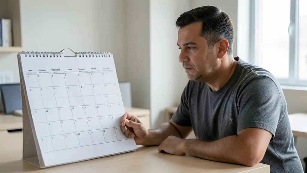 Imagem gerada por IA: Trabalhador analisa uma escala semanal em um ambiente de trabalho.
