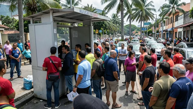Eleitores se reúnem em uma rua do Rio de Janeiro durante a campanha eleitoral.