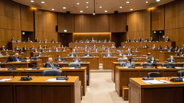 Imagem gerada por IA: Plenário do Senado preparado para uma sessão de votação.