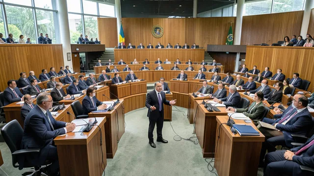Imagem gerada por IA: Plenário do Senado durante debate sobre a PEC que propõe o fim da escala 6x1