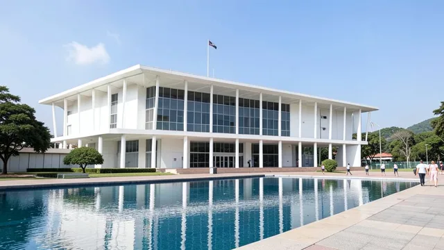 Imagem gerada por IA: Fachada do Supremo Tribunal Federal em Brasília, vista do lado de fora.