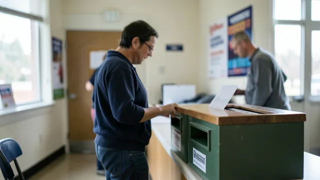 Eleitor genérico em um local de votação nos Estados Unidos.