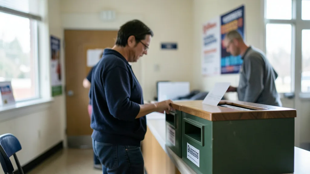 Eleitor genérico em um local de votação nos Estados Unidos.