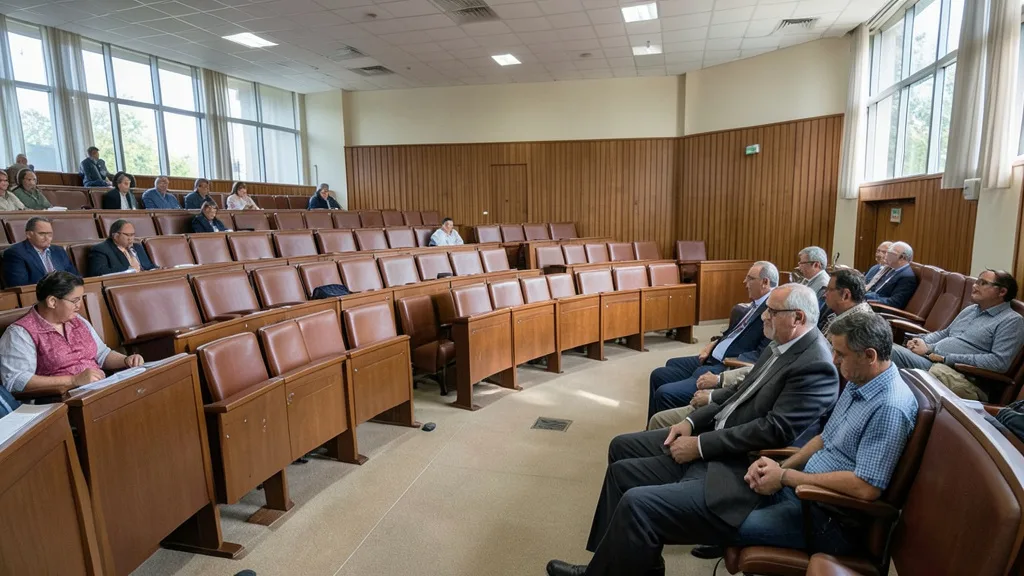 Imagem gerada por IA: Plenário de uma casa legislativa brasileira durante discussões sobre uma reforma eleitoral.