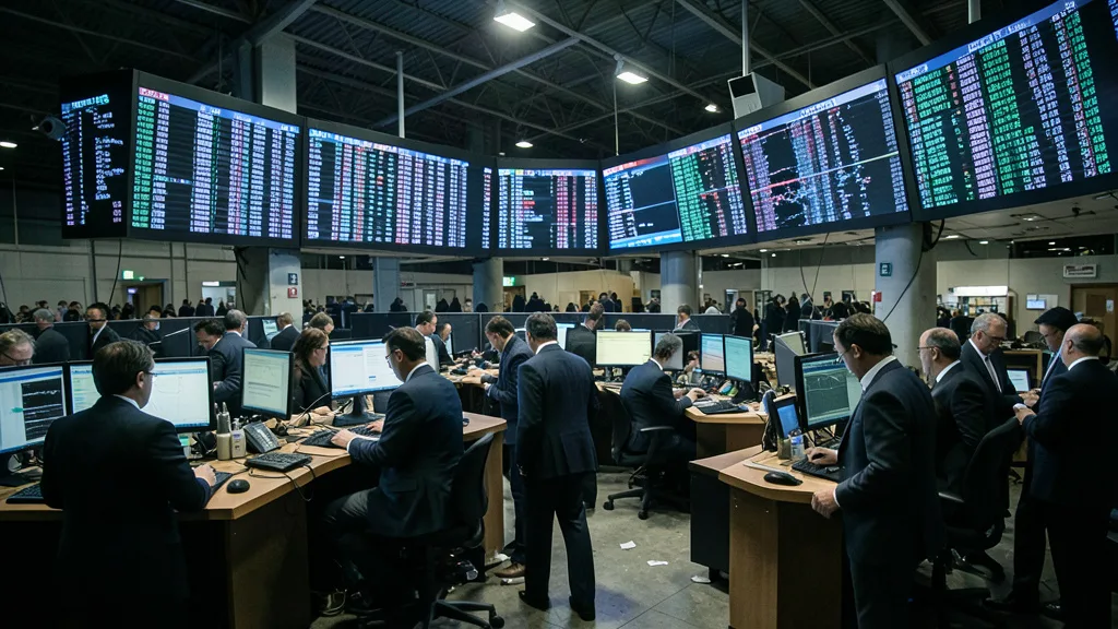 Imagem gerada por IA: Operadores acompanham a movimentação do mercado na bolsa de valores.