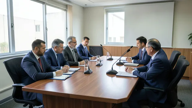 Imagem gerada por IA: Sala de reunião do governo preparada para discutir políticas de segurança pública.