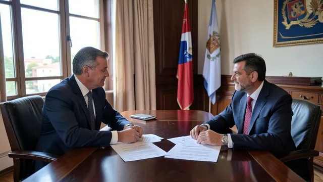 Imagem gerada por IA: Eduardo Leite e Luciano Zucco se reúnem para iniciar a transição de governo.