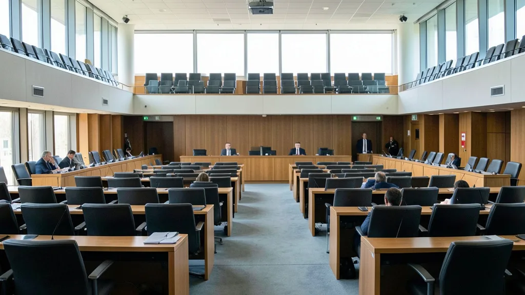Imagem gerada por IA: Plenário do Knesset, o Parlamento de Israel, visto ao fundo.
