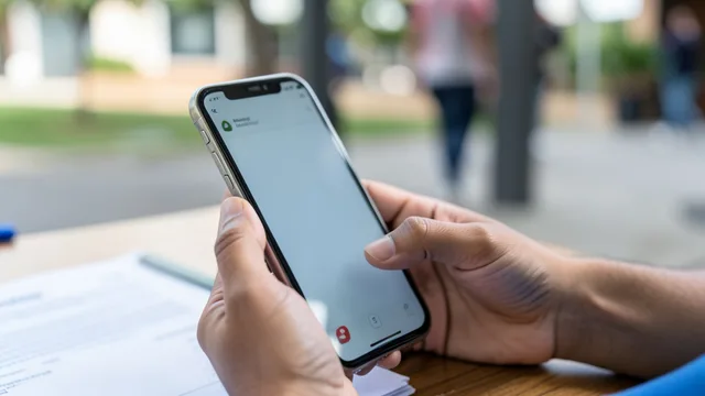 Imagem gerada por IA: Eleitor usa um celular para acessar um serviço eleitoral.