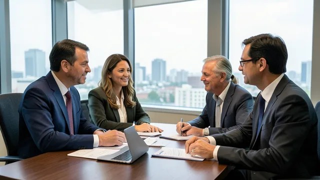 Imagem gerada por IA: Família conversa com advogado de imigração em um escritório nos Estados Unidos.