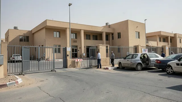 Imagem gerada por IA: Entrada protegida de uma representação diplomática, com veículos deixando o local.