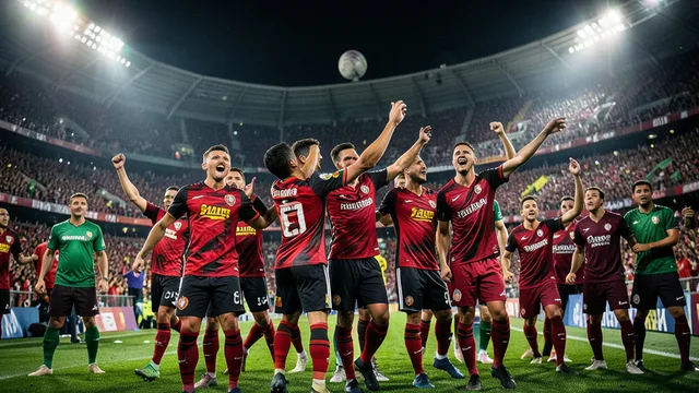 Imagem gerada por IA: Jogadores do Flamengo comemoram durante o clássico contra o Fluminense.