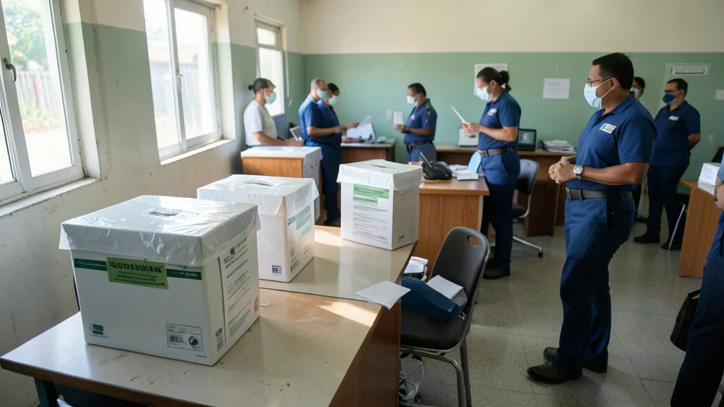 Imagem gerada por IA: Urnas eletrônicas em uma seção eleitoral após o encerramento da votação.