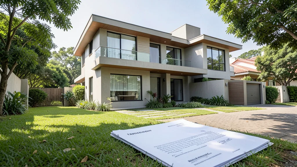 Imagem gerada por IA: Casa em uma área residencial arborizada de Brasília, representando um imóvel declarado à Justiça Eleitoral.