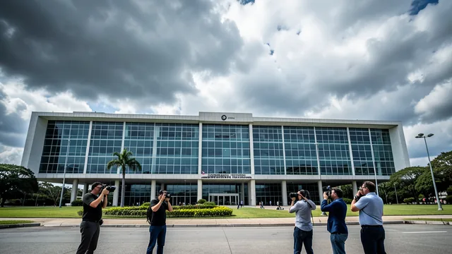 Imagem gerada por IA: Fachada do Supremo Tribunal Federal, em Brasília, sob um céu nublado.