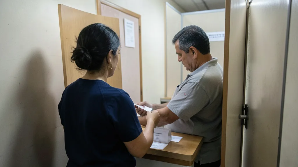 Imagem gerada por IA: Eleitor deposita voto em uma urna em uma seção eleitoral.