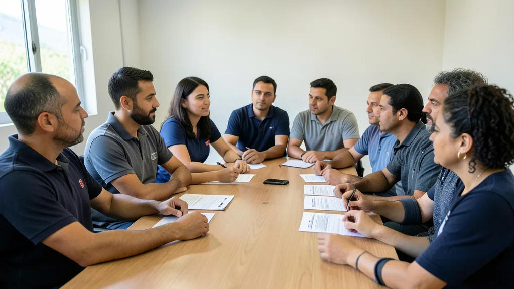 Imagem gerada por IA: Eleitores brasileiros respondem a uma pesquisa em uma sala.