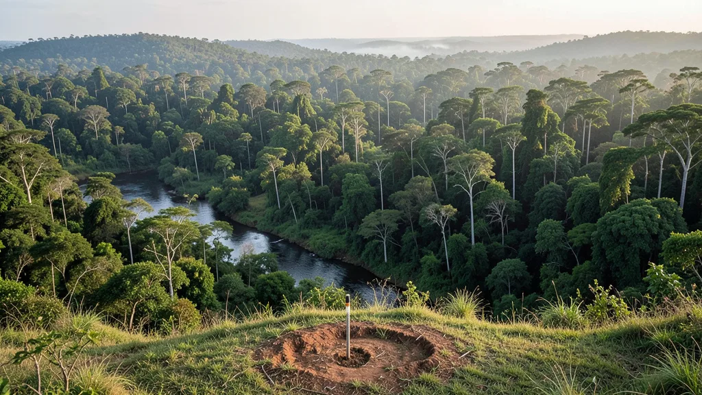 Imagem gerada por IA: Paisagem de floresta amazônica e rio em território indígena