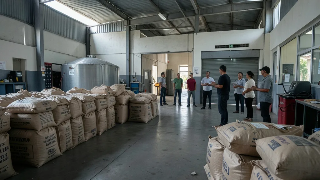 Imagem gerada por IA: Área de distribuição de correspondências com equipamentos parados e trabalhadores reunidos ao fundo.