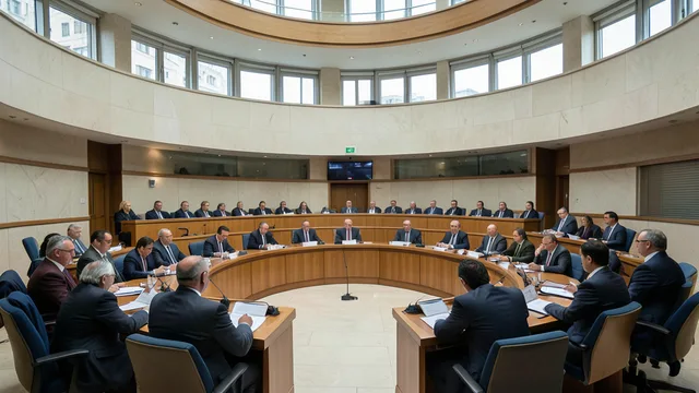 Imagem gerada por IA: Plenário do Parlamento de Israel durante uma sessão.