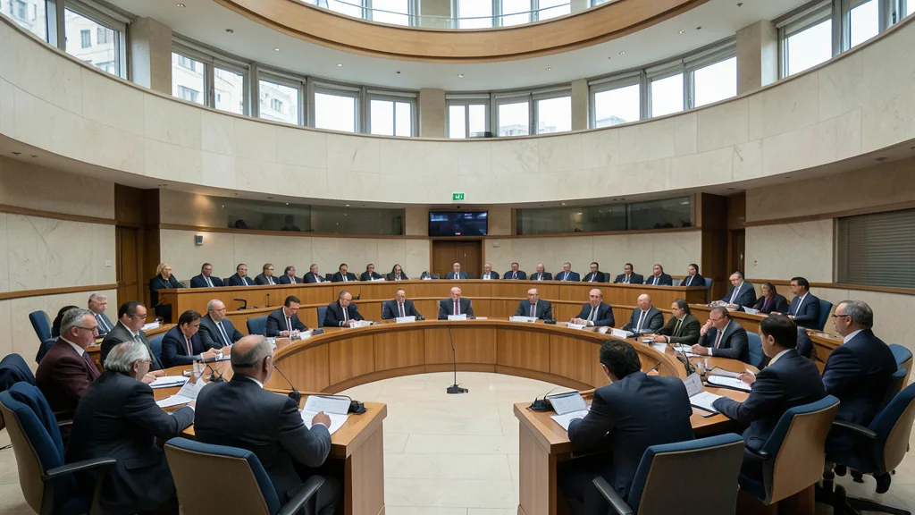 Imagem gerada por IA: Plenário do Parlamento de Israel durante uma sessão.